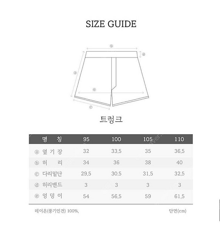 풍기인견 남성 트렁크 110 새상품--2