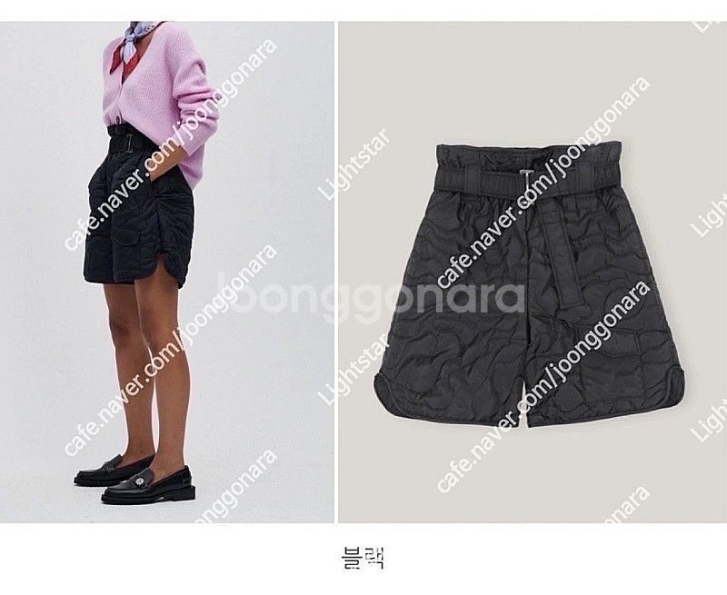 GANNI 가니 퀼팅 블랙 쇼츠 가니팬츠--3