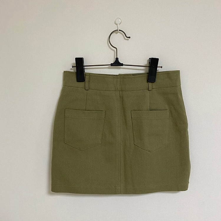 S 카키 코튼면미니스커트 치마--3