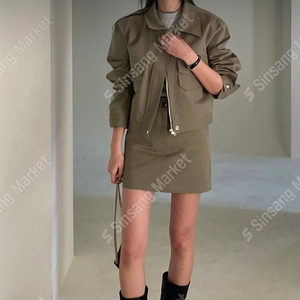 S 카키 코튼면미니스커트 치마