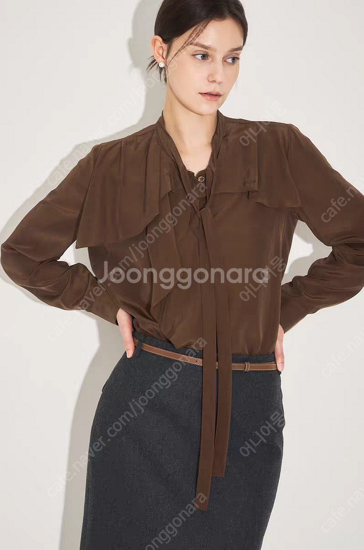 마인 25 가을 셔링 리본 블라우스--0