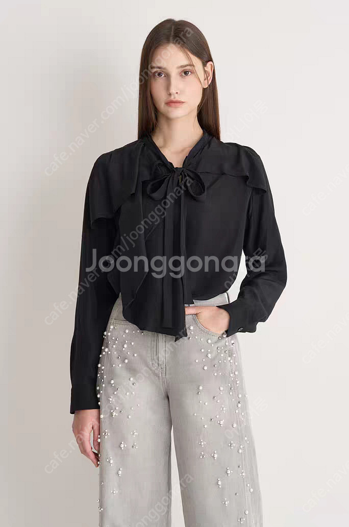 마인 25 가을 셔링 리본 블라우스--5