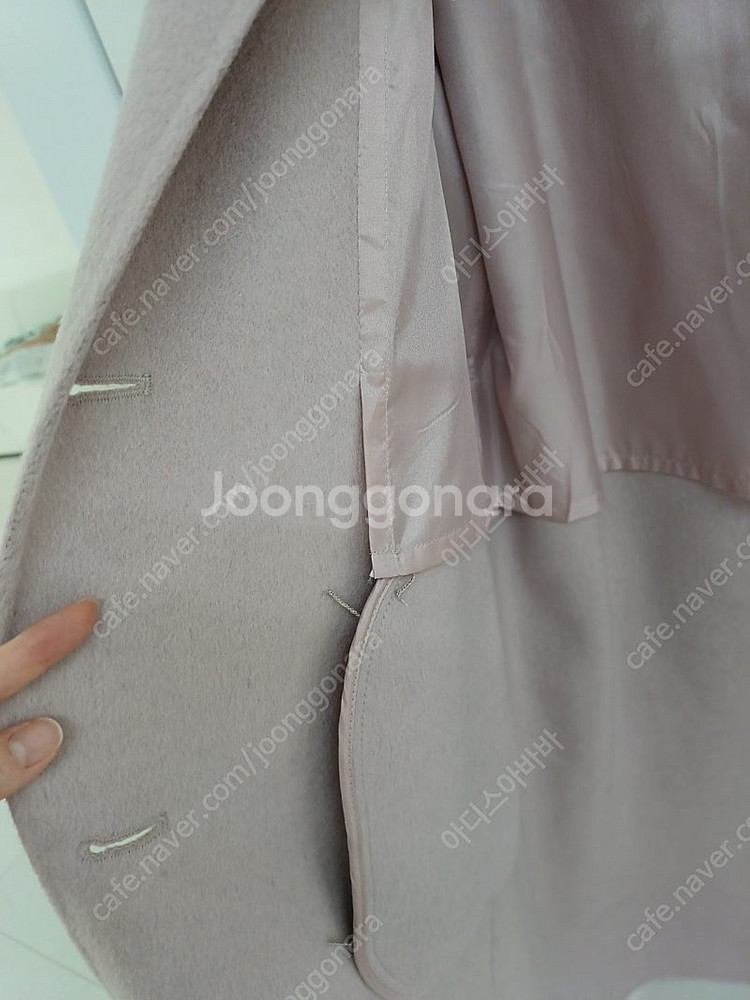 기은세 와이드 카라 캐시미어 핸드메이드 코트 핑크--9