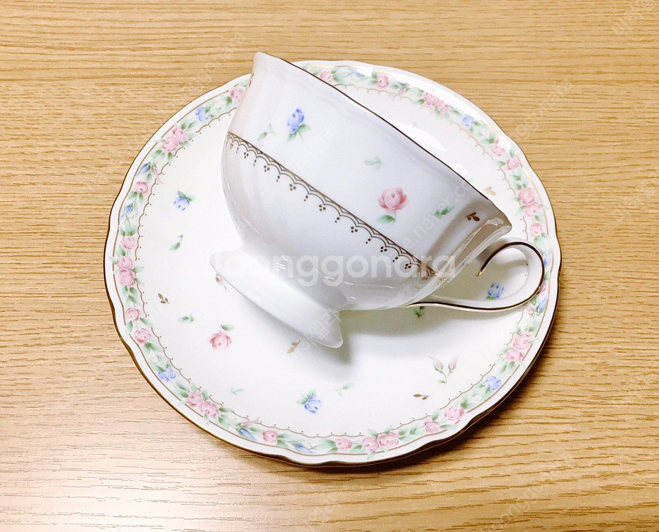 [1조 가격]빈티지 나루미(NARUMI) 플라워 패턴 찻잔 겸 커피잔--5