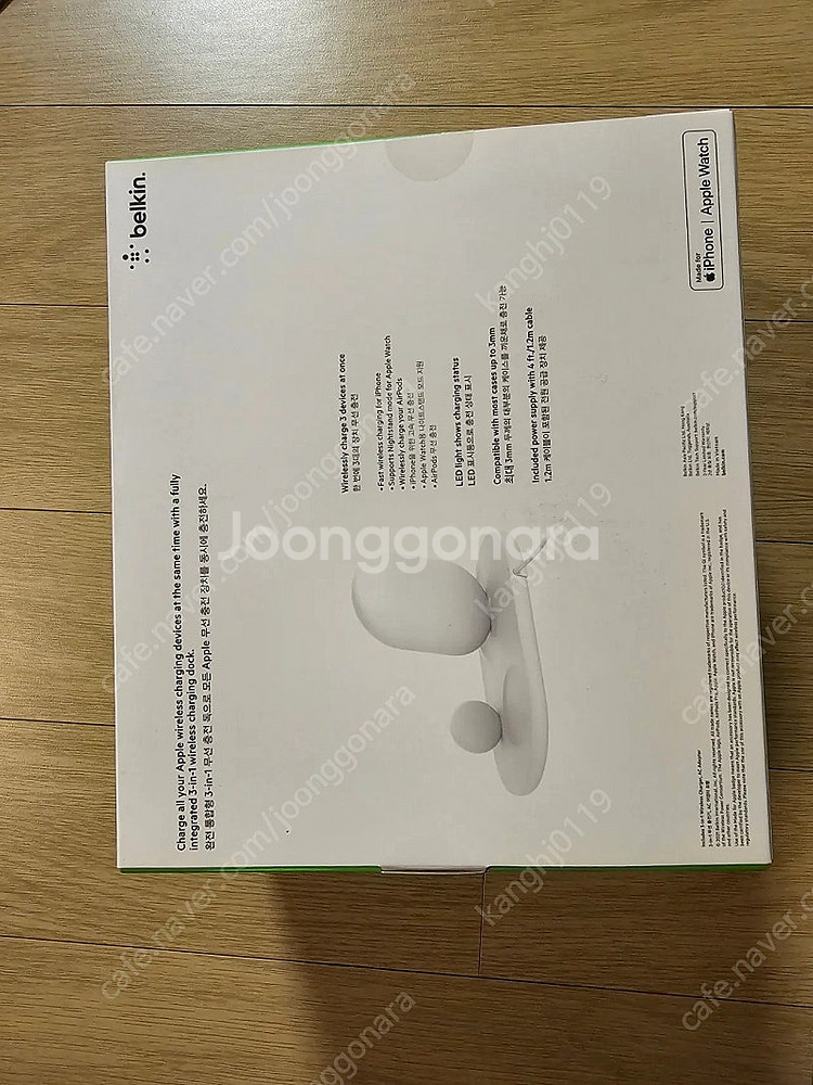 벨킨3IN1무선충전기(폰,워치,에어팟)화이트 미개봉--1