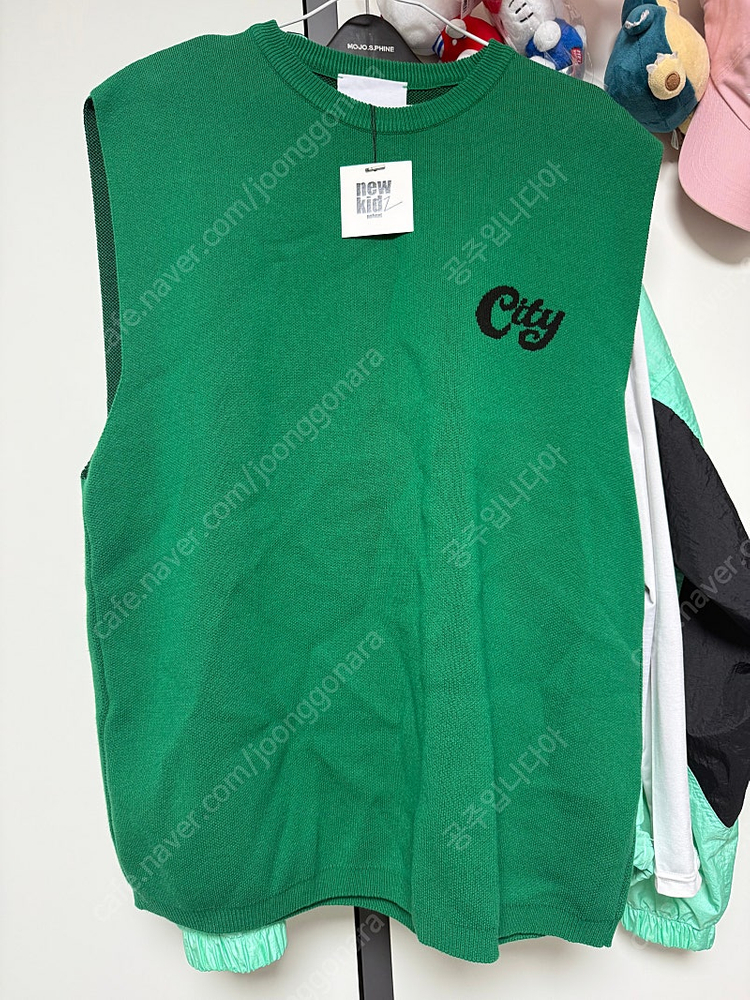 [새상품] 노앙 뉴키즈 러브 시티 니트 베스트 그린 Nohant love city knit vest green 이미지