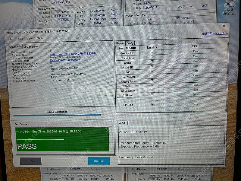 CPU i7-9700K M/B ASRock Z390--5
