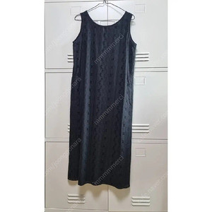 리본타이 투굿 펀칭 아일렛 원피스 - 블랙,M