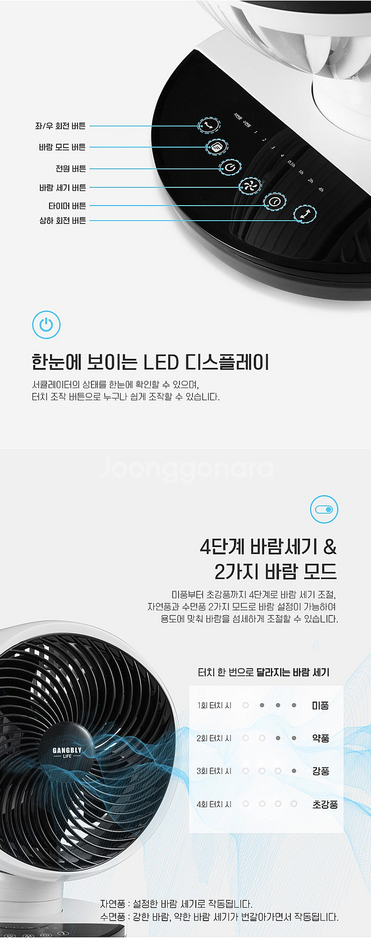 강블리 3D 리모컨 4단 풍속 에어 써큘레이터--3