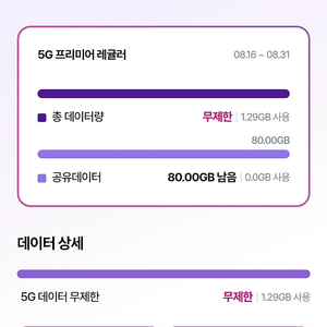 LGU+ 유플러스 데이터 1기가(1800원) 2기가 2기가(3500원) 선물하기