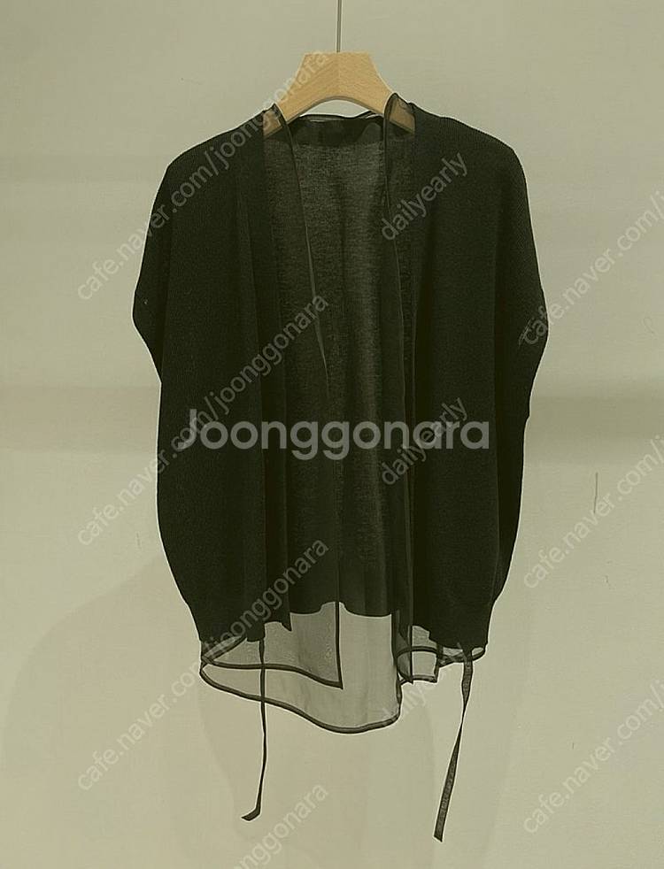 쿠치 블랙 실크 린넨 레이어드 가디건 M--1