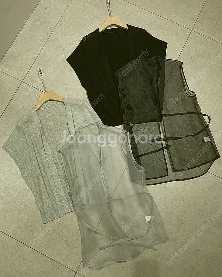 쿠치 블랙 실크 린넨 레이어드 가디건 M--2