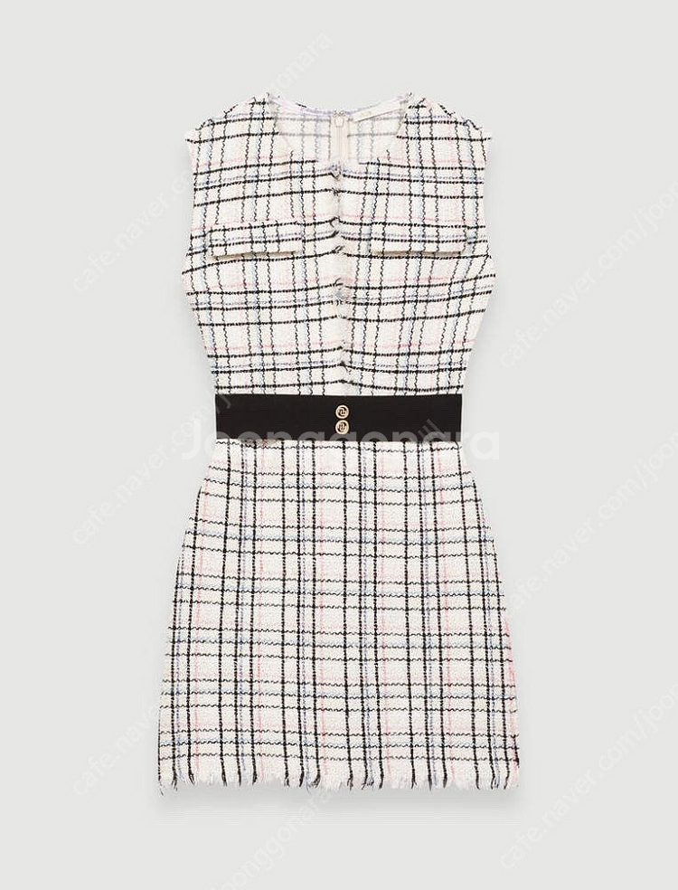 마쥬 벨티드 트위드 미니 드레스--0