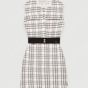 마쥬 벨티드 트위드 미니 드레스