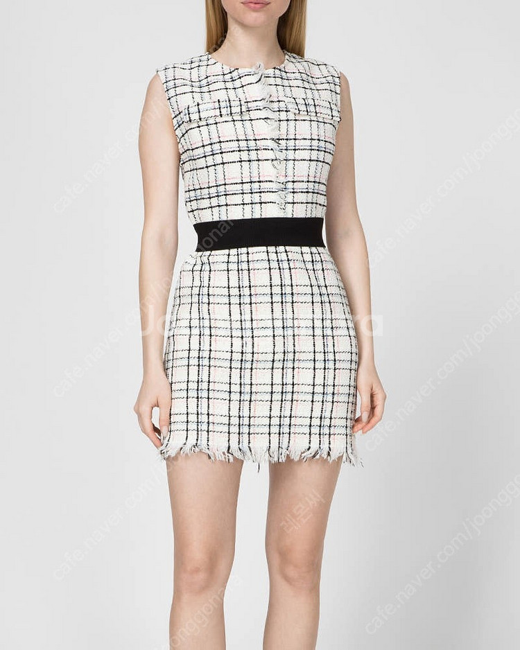 마쥬 벨티드 트위드 미니 드레스--1