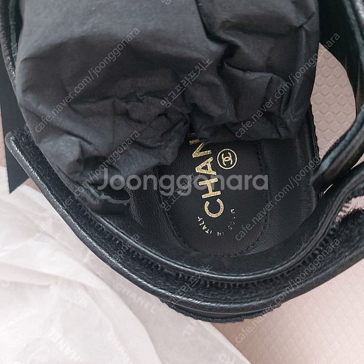 (38,250)샤넬 밸크로 벨크로 샌들 캐비어 블랙--7