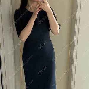 모조에스핀 럭셔리 반팔 퍼프 프릴 물결 미디 원피스 결혼식 하객룩 상견례