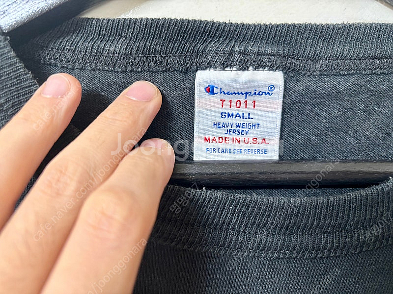 챔피온 t1011 헤비온스 반팔 워싱티셔츠 블랙 미국산--4