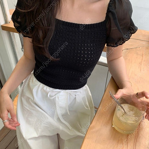 베르니 쉘리 쉬폰 니트 블랙