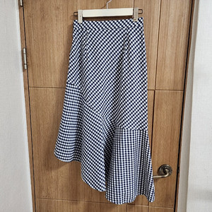 (64)여성 시스템 언발란스 시어써커 체크 스커트 여름 이미지