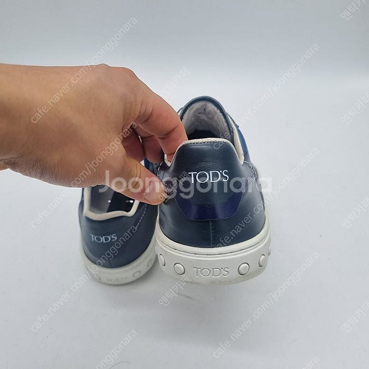 Tods 레더 로우탑 스니커즈 네이비 255mm--7