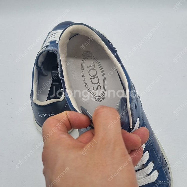 Tods 레더 로우탑 스니커즈 네이비 255mm--8