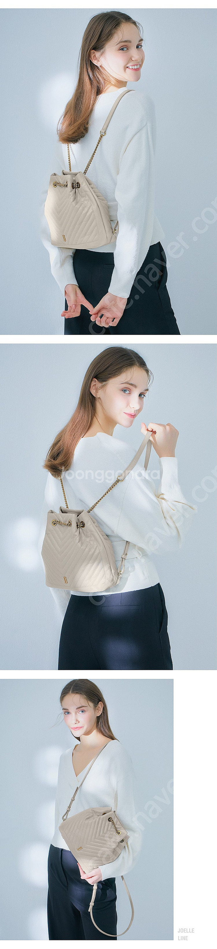 제이에스티나 퀼팅 백팩 페일스톤--0