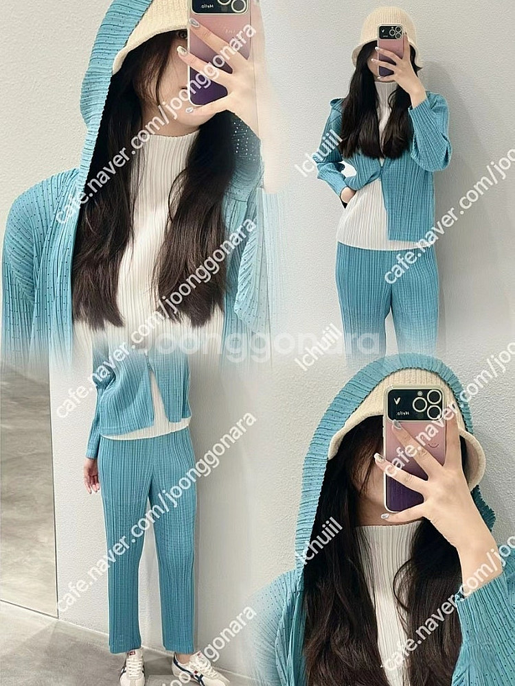 플리츠플리즈 스타더스트 후드 집업 자켓~--0