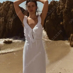 자라 프릴 개버딘 휴양지 원피스 m