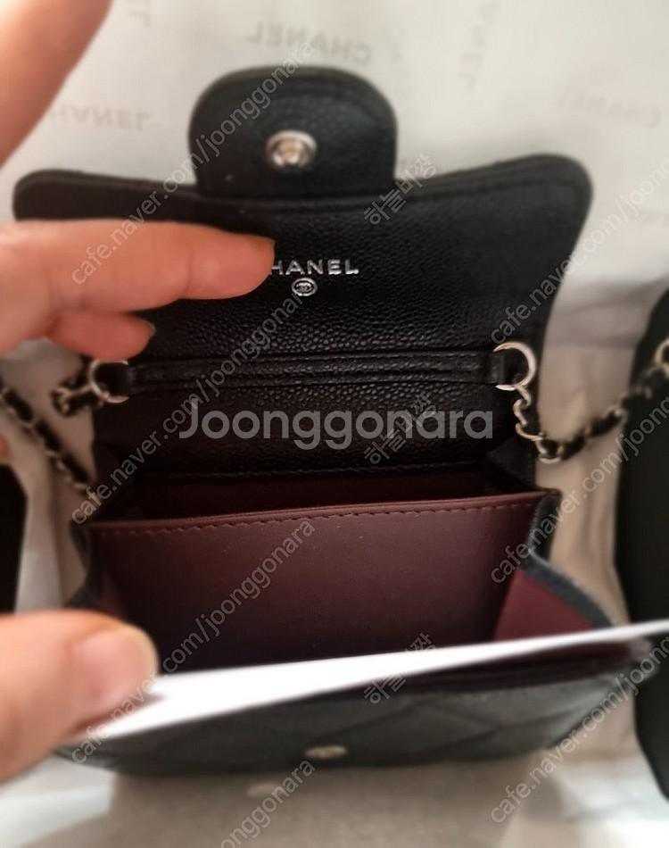 샤넬 클래식 캐비어 미니체인백 (은장)--3