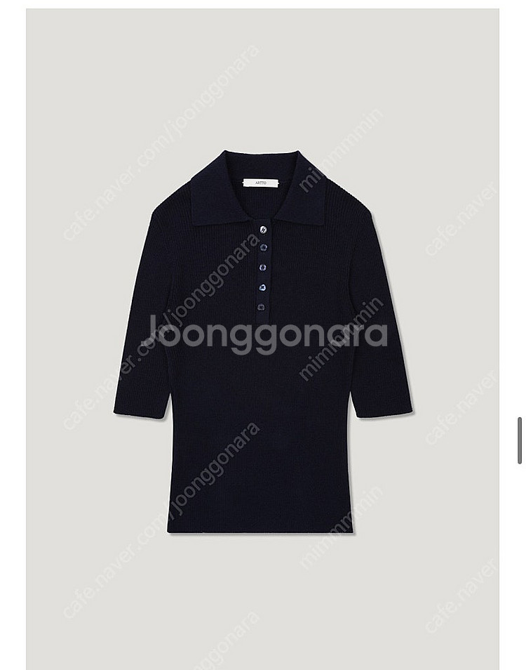 아르토 ARTTO collar ribbed knit _navy (여름니트)--3