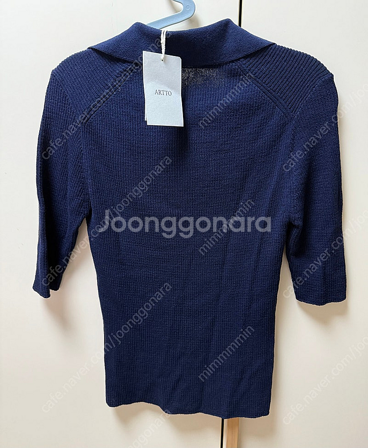 아르토 ARTTO collar ribbed knit _navy (여름니트)--7