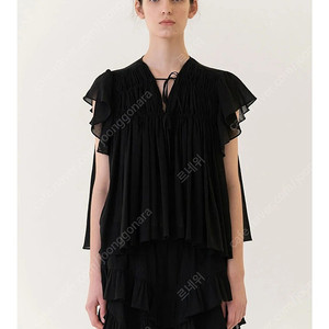 kindersalmon 킨더살몬 Ruffle Trimming Blouse 블랙