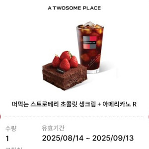 투썸 플레이스 떠먹는 스트로베리 초콜릿 생크림 + 아메리카노 R