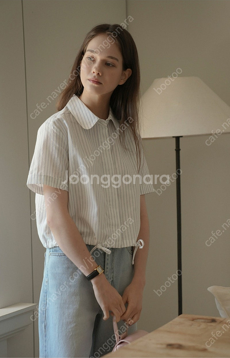 택달린새상품) 틸아이다이 스트랩 포인트 반팔 셔츠 블라...--1