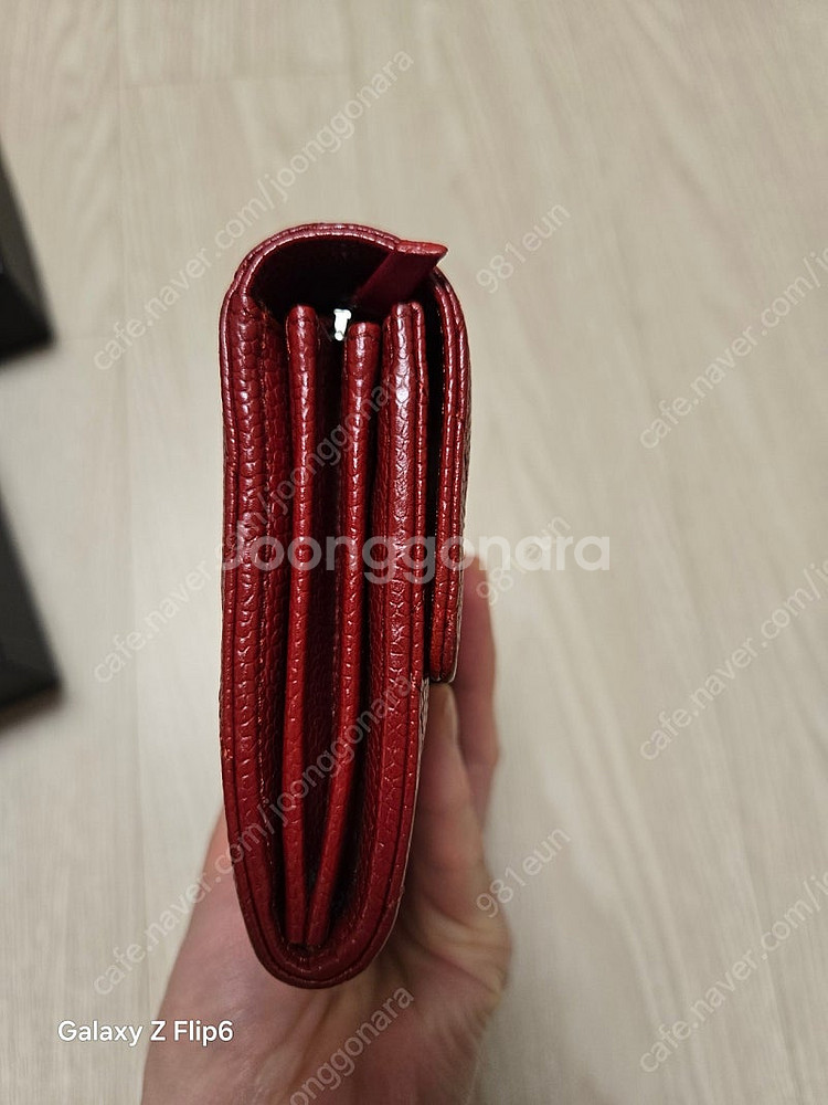 샤넬 레드은장캐비어 장지갑--5