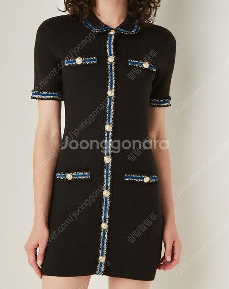 Maje 마쥬 Ravena 벨벳 트리밍 원피스 34사이즈--0