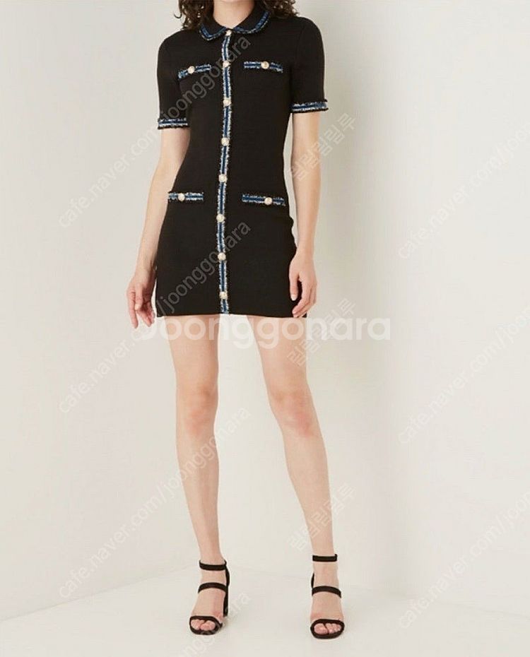 Maje 마쥬 Ravena 벨벳 트리밍 원피스 34사이즈--1