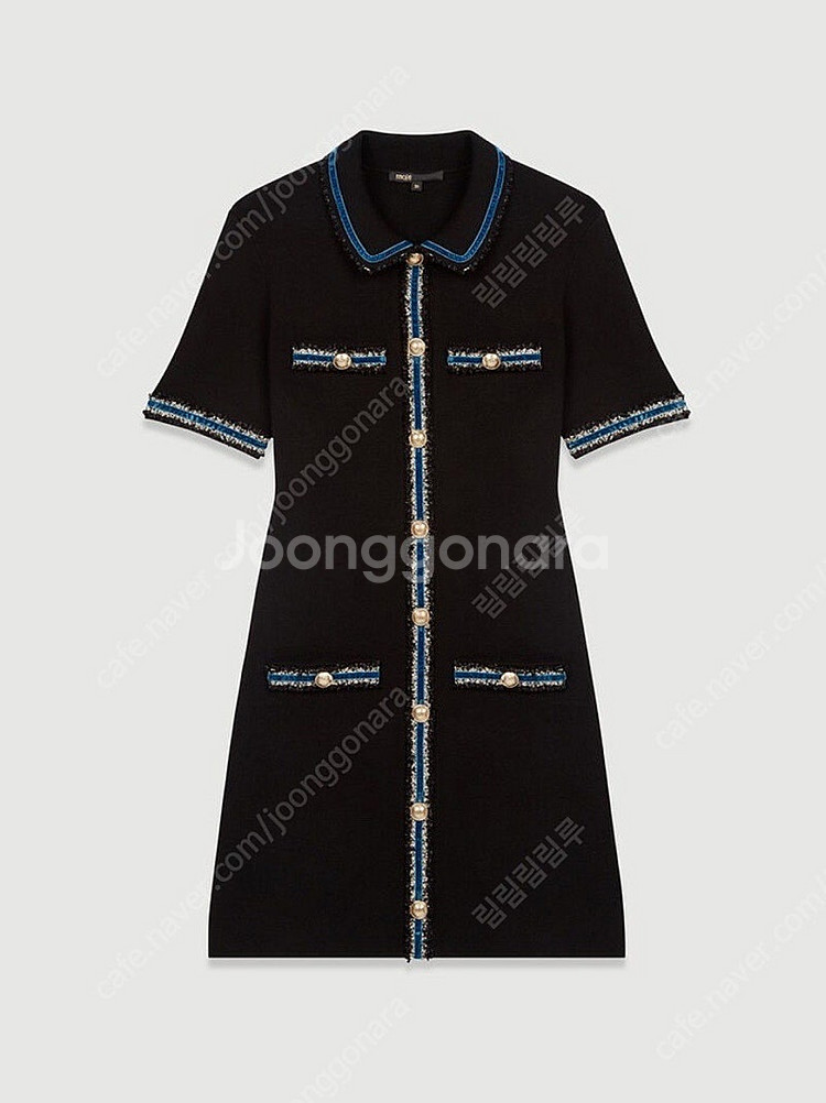 Maje 마쥬 Ravena 벨벳 트리밍 원피스 34사이즈--2