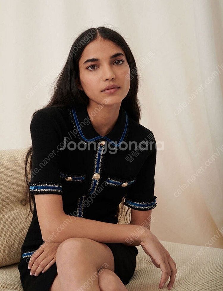 Maje 마쥬 Ravena 벨벳 트리밍 원피스 34사이즈--3