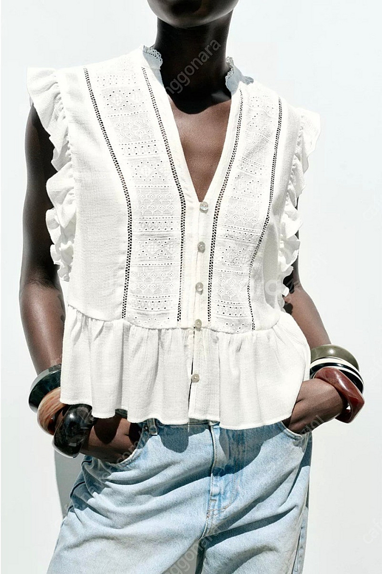 자라 러플셔츠 M--0