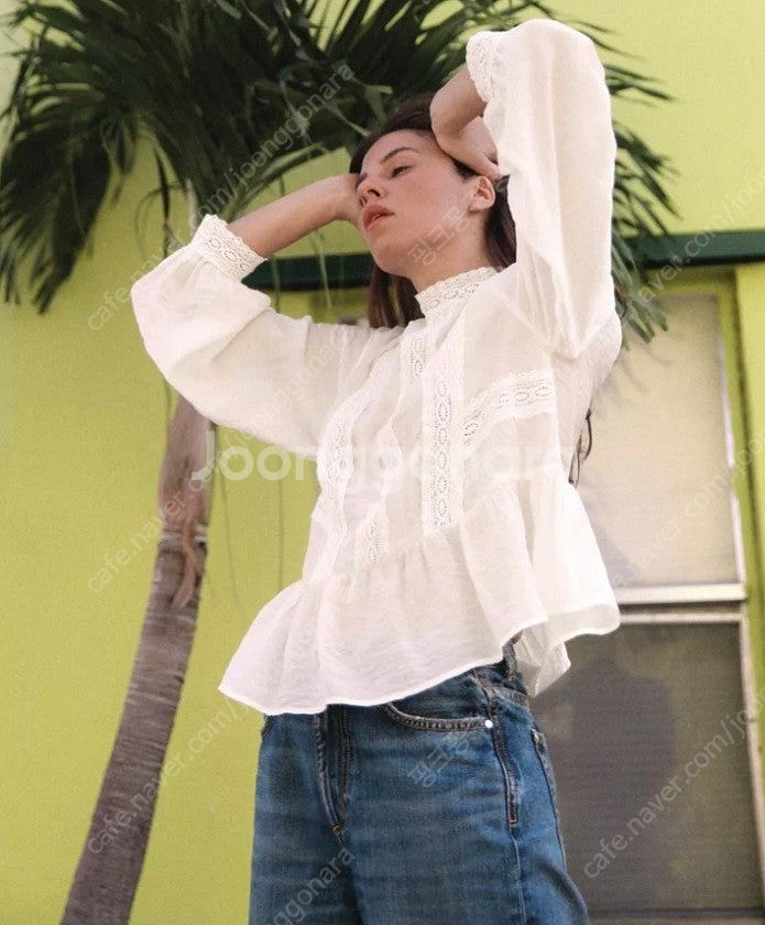 자라 레이스 트림 블라우스(박보영 블라--4
