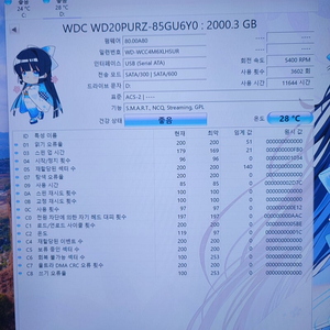 택포 24000원.WD20PURZ 웨스턴디지탈 2TB 3.5 하드