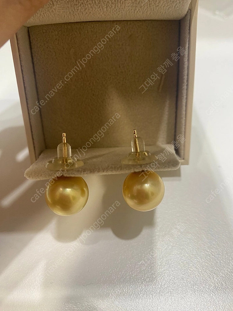 (일본감정서)남양진주 딥골드 13mm 귀걸이 이미지