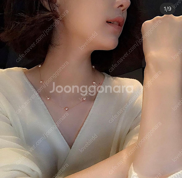 오칸 엔돌핀오 핑크진주굴비 목걸이 14K--0