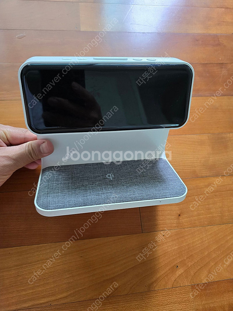 무아스 패브릭 10W QI 고속 무선충전 무드등 알람시...--0