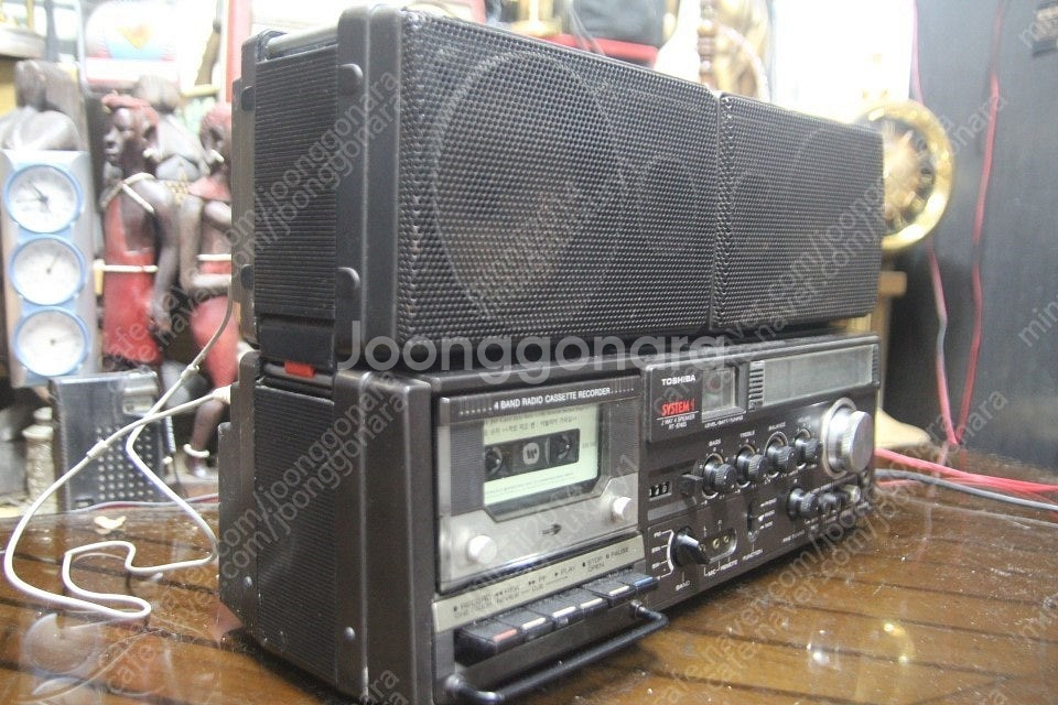 빈티지 도시바 접이식 붐박스 카세트라디오 RT-8740...--7
