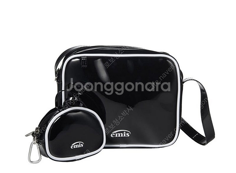 emis 이미스 에나멜 숄더백 코인처스세트 블랙--0