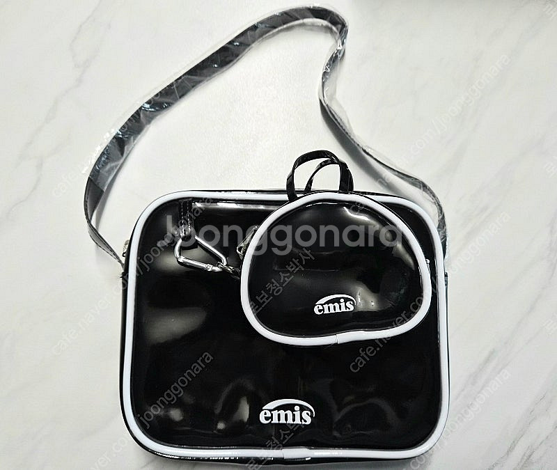 emis 이미스 에나멜 숄더백 코인처스세트 블랙--2
