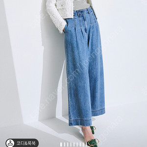 타임 워시드 핀턱 와이드 데님 팬츠 44